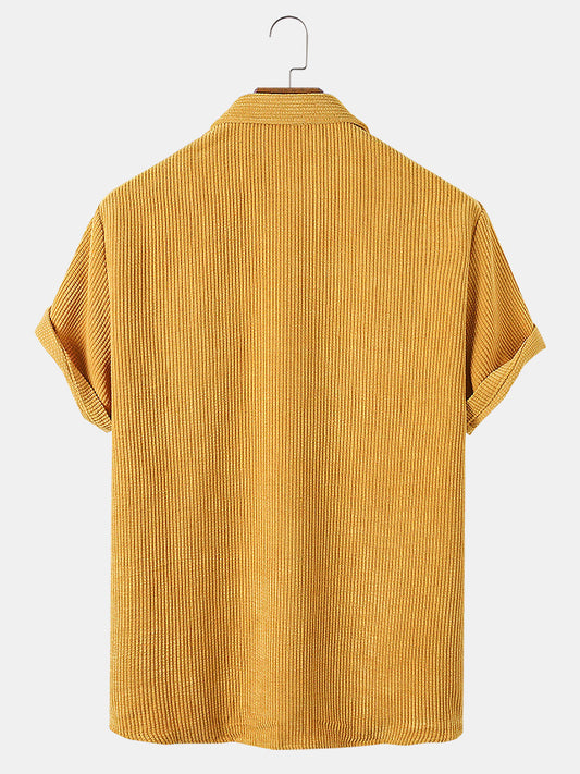 Geel Corduroy Shirt met korte mouwen