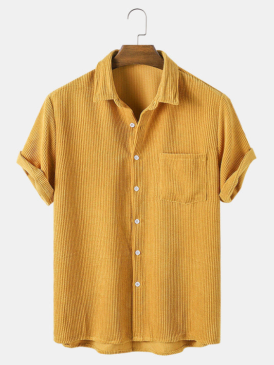 Geel Corduroy Shirt met korte mouwen