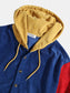 Blauw/geel Corduroy Patchwork Hoodie