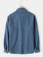 Blauw Corduroy Henley Shirt met lange mouwen