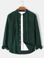 Groen Corduroy Shirt met lange mouwen en Mao kraag