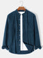 Blauw Corduroy Shirt met lange mouwen en Mao kraag